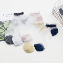 Femmes transparentes Chaussettes à faible coupe Coton Coton Breatteur Transparent Anti-Slip Chaussettes Girls Été Socks Dry Factory Wholesale Factory